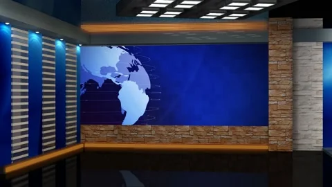 News TV Studio Set 348- Virtual Green Sc... | Stock Video | Pond5