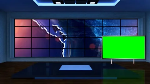 News TV Studio Set 357- Virtual Green Sc... | Stock Video | Pond5