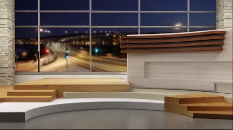 News TV Studio Set 48-Virtual Green Screen Background Loop Stock Footage 47799238