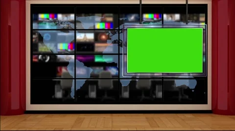 News TV Studio Set 50-Virtual Green Screen Background Loop Video stock 47494796