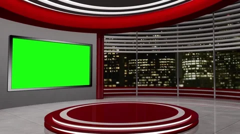 News TV Studio Set 55-Virtual Green Screen Background Loop Stock Footage