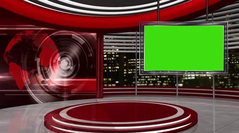 News TV Studio Set 57-Virtual Green Scre... | Stock Video | Pond5