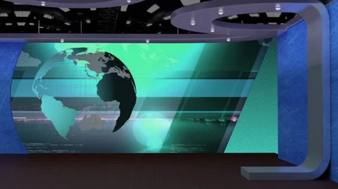 News TV Studio Set 69 - Virtual Green Screen Background Loop Stock Footage