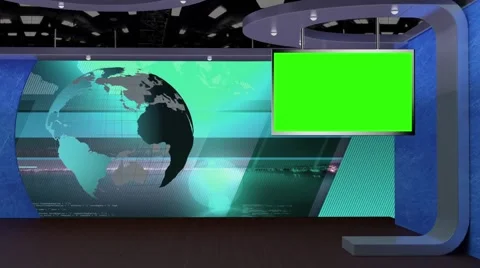 News TV Studio Set 70 - Virtual Green Sc... | Stock Video | Pond5