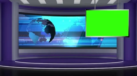 News TV Studio Set 73 - Virtual Green Sc... | Stock Video | Pond5