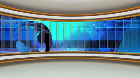 News TV Studio Set 78 - Virtual Green Sc... | Stock Video | Pond5