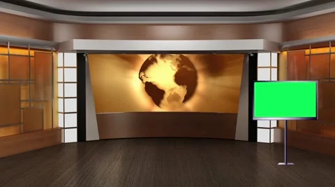 News TV Studio Set 83 - Virtual Green Sc... | Stock Video | Pond5