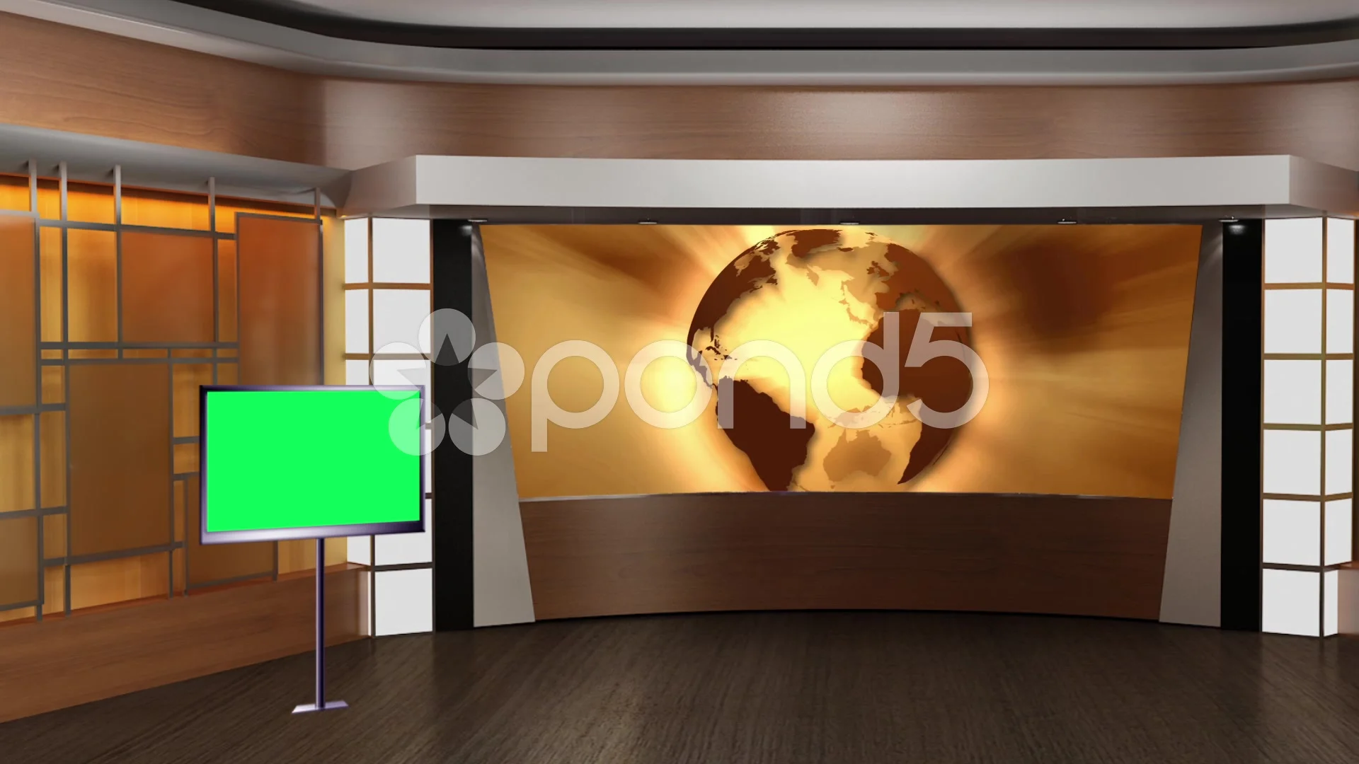 News Tv Studio Set 85 Virtual Green Sc Stock Video Pond5