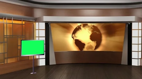 News TV Studio Set 85 - Virtual Green Sc... | Stock Video | Pond5