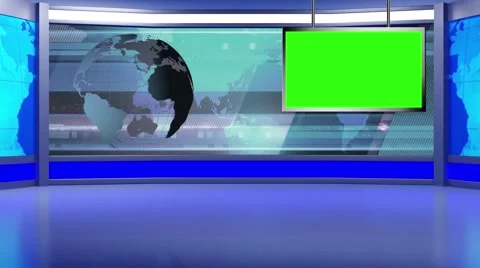 News TV Studio Set 97 - Virtual Green Sc... | Stock Video | Pond5