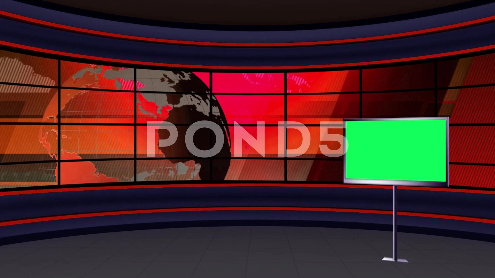 News Tv Studio Set 99 Virtual Green Scr Stock Video Pond5