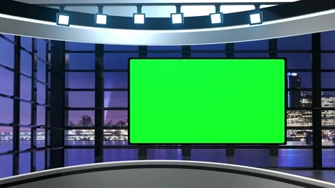 News Tv Studio Set Virtual Green Scree Stock Video Pond