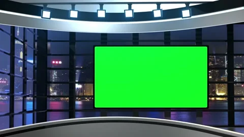 News TV Studio Set - Virtual Green Scree... | Stock Video | Pond5