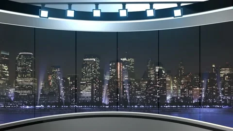 News TV Studio Set - Virtual Green Screen Background Loop Stock Footage 145111577