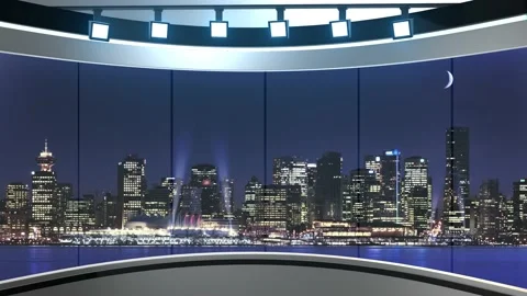News TV Studio Set - Virtual Green Screen Background Loop Stock Footage