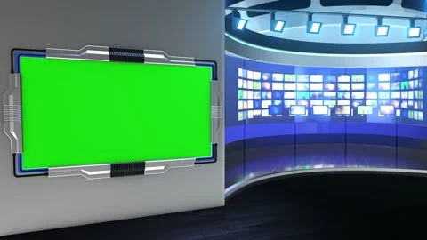 News TV Studio Set - Virtual Green Scree... | Stock Video | Pond5
