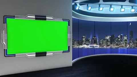 News TV Studio Set - Virtual Green Scree... | Stock Video | Pond5