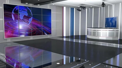 News TV Studio Set - Virtual Green Scree... | Stock Video | Pond5