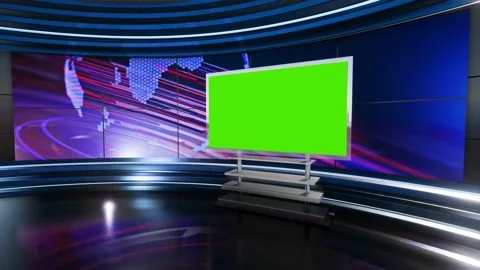 News TV Studio Set - Virtual Green Scree... | Stock Video | Pond5