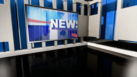 News TV Studio Set - Virtual Green Screen Background Loop Video stock 207370269