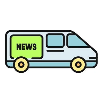 News van reporting live breaking communication media Stock Illustration