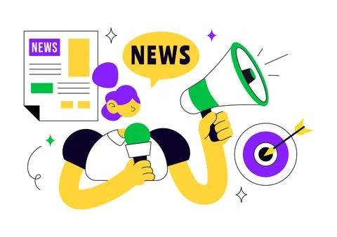 News Vector Illustration Featuring Breaking News Broadcast, Digital Journal.. 스톡 일러스트