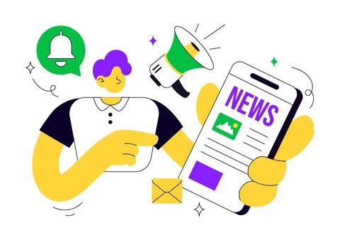 News Vector Illustration Featuring Breaking News Broadcast, Digital Journal.. Stockillustratie