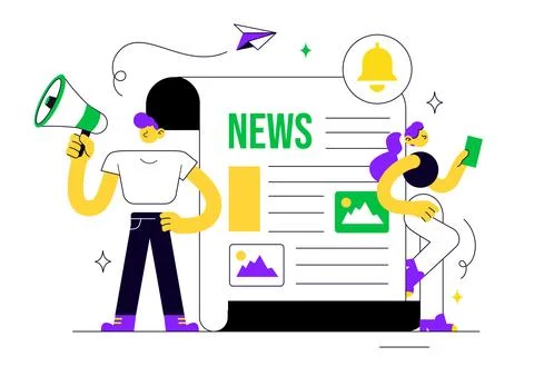 News Vector Illustration Featuring Breaking News Broadcast, Digital Journal.. 스톡 일러스트