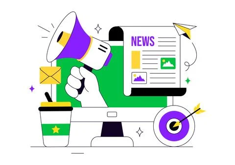 News Vector Illustration Featuring Breaking News Broadcast, Digital Journal.. Stockillustratie