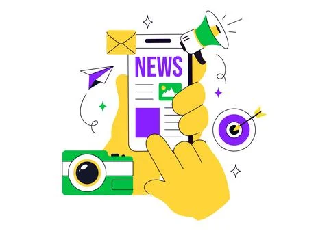 News Vector Illustration Featuring Breaking News Broadcast, Digital Journal.. Stockillustratie