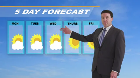 News weather man giving forecast Stock Footage