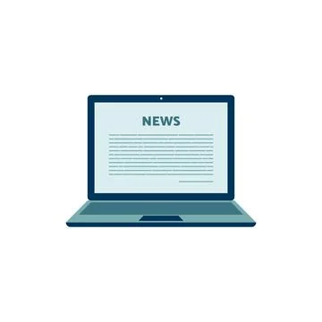 News website interface on laptop screen, flat vector illustration isolated. Stock Illustration