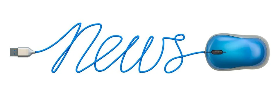 News word from computer mouse cable, 3D rendering Stockillustratie