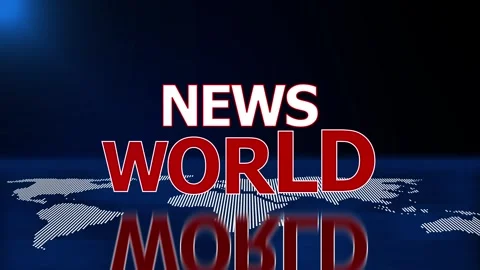 News world title over stylized dotted world map with reflection on dark stu.. Stock Footage 334765593