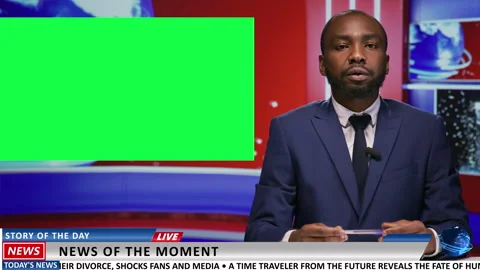 Newscaster does report with greenscreen 스톡 동영상 249223270
