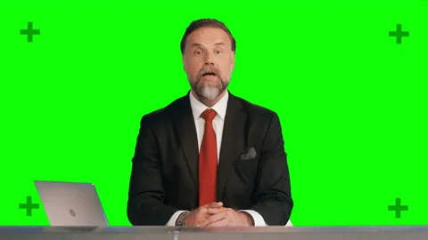 Newscaster Talking Green Screen Background News Studio Stock Footage 139063275
