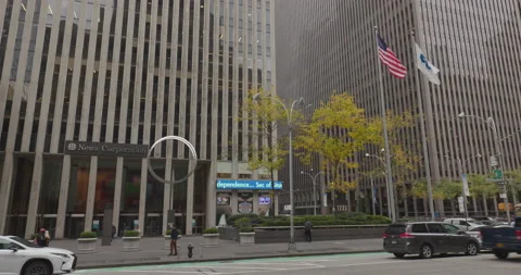 Newscorp News Corporation Fox News headquarter building exterior in New York Stock Footage