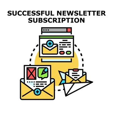 Newsletter subscription process icon concept receiving emails Stock Illustration