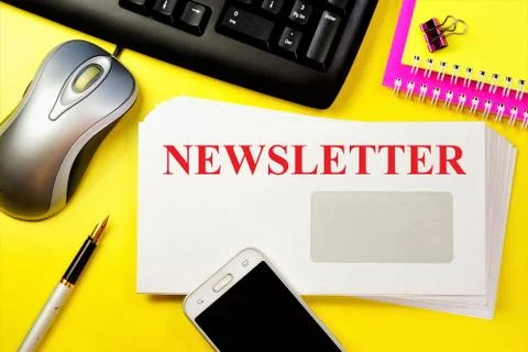 Newsletter - a text message in an envelope on the PC keyboard. Stock Photos