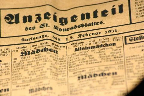 Newspaper from 1939 Germany Stock Photos