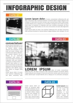Newspaper with 5 data infographic template. Vector abstract element can be us Stock Illustration