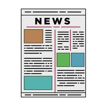 Newspaper with an abstract text and graphs isolated on white background Stock Illustration