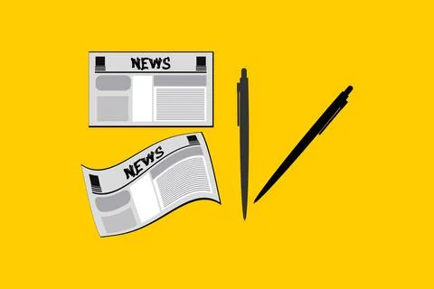 Newspaper and ballpoint pen vector illustration. Journalism concept icon.l Stock Illustration