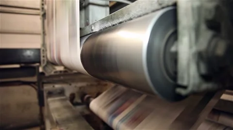 Newspaper being printed in a printing press Stock-Footage 57323111