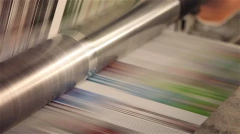 Newspaper being printed in a printing press Stock Footage 57324416