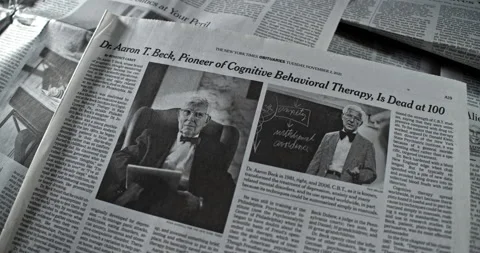 Newspaper Coverage of Dr. Aaron Beck, Developer of Cognitive Therapy, Dies 100 Stock Footage 168163054