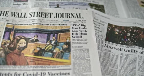 Newspaper Coverage of Ghislaine Maxwell | Stock Video | Pond5