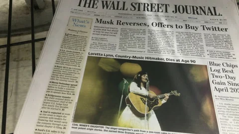 Newspaper Coverage of Loretta Lynn, country queen, dies at 90 Video stock 217833265