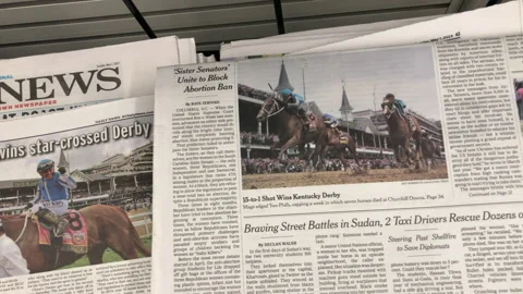 Newspaper Coverage of Mage Wins The Kentucky Derby at Churchill Downs Stock Footage 240785883
