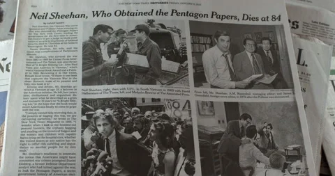 Newspaper Coverage of Neil Sheehan Dies at 84; Author and Times Reporter Stock Footage